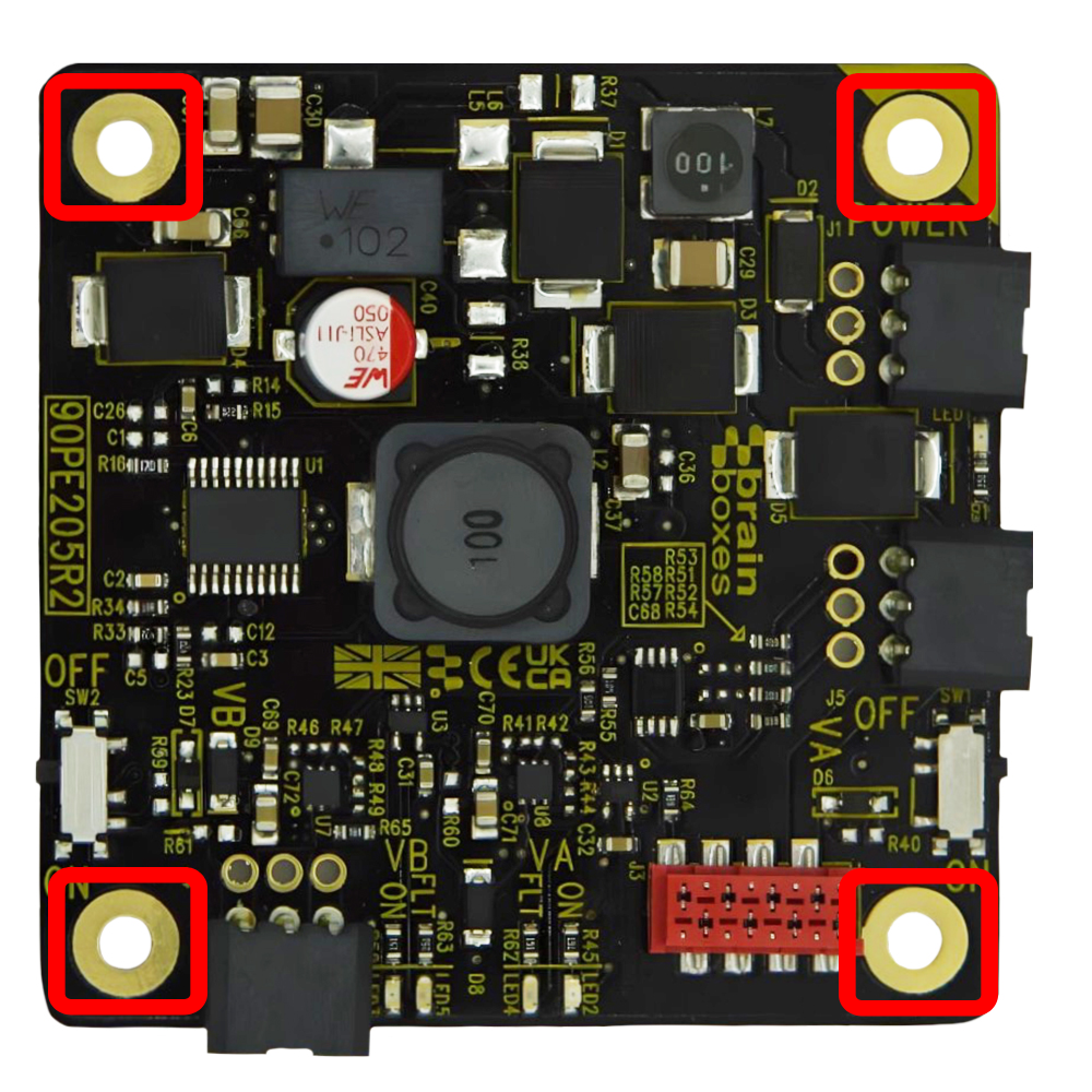 PE 205 Front Without Connectors Highlighting Mounting Holes