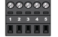 BB-400 dual power supply 5-pin terminal block showing pin positions 1 through 5 for -V, +VA, +VB, -V, and Func GND connections