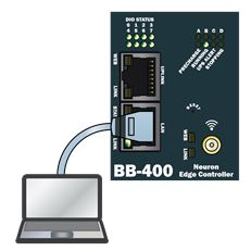 BB-400 NeuronEdge Controller connected to a laptop via LAN port
