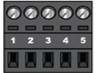 BB-400 power terminal block with five numbered pins