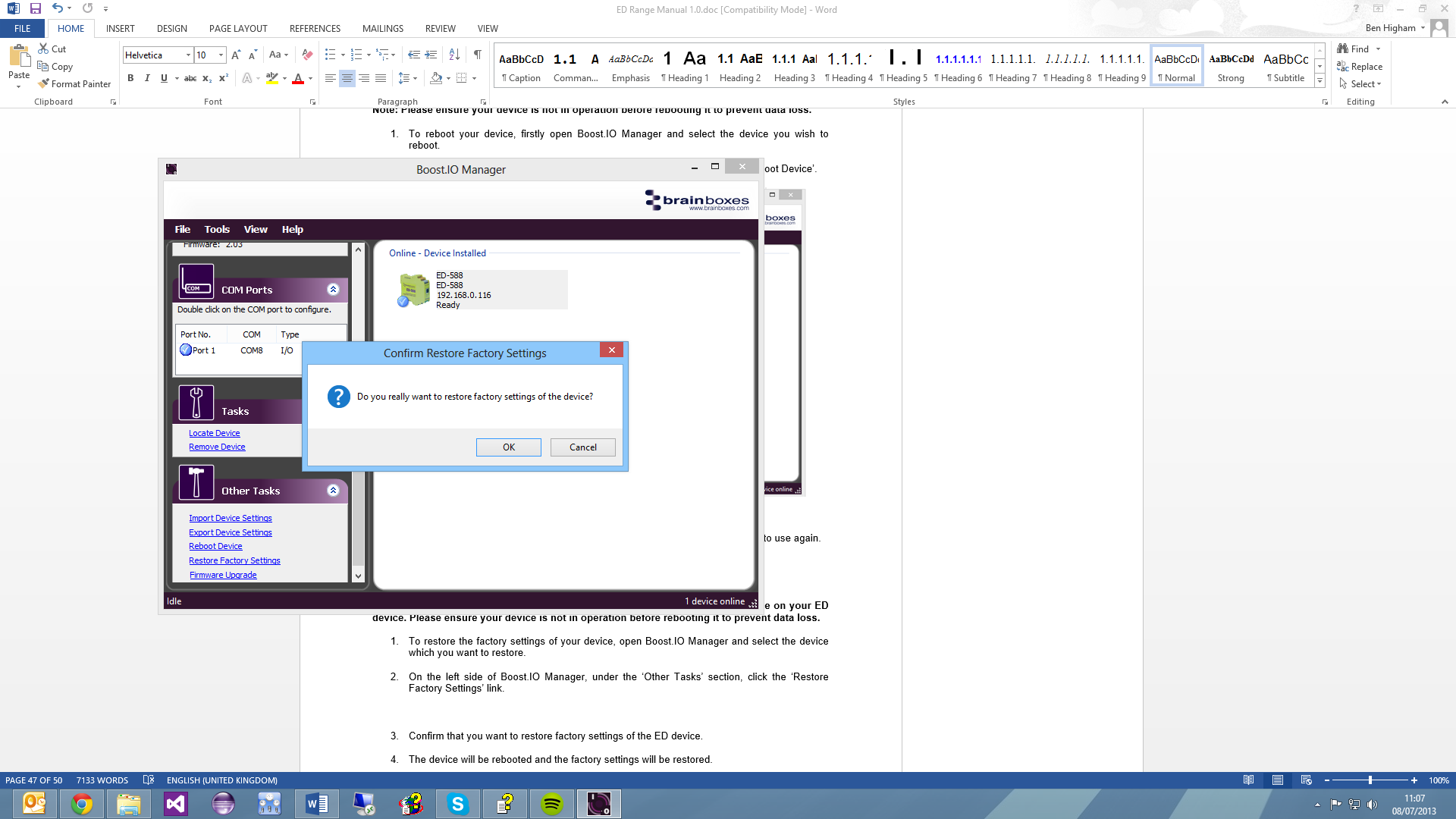 Restore Factory Settings