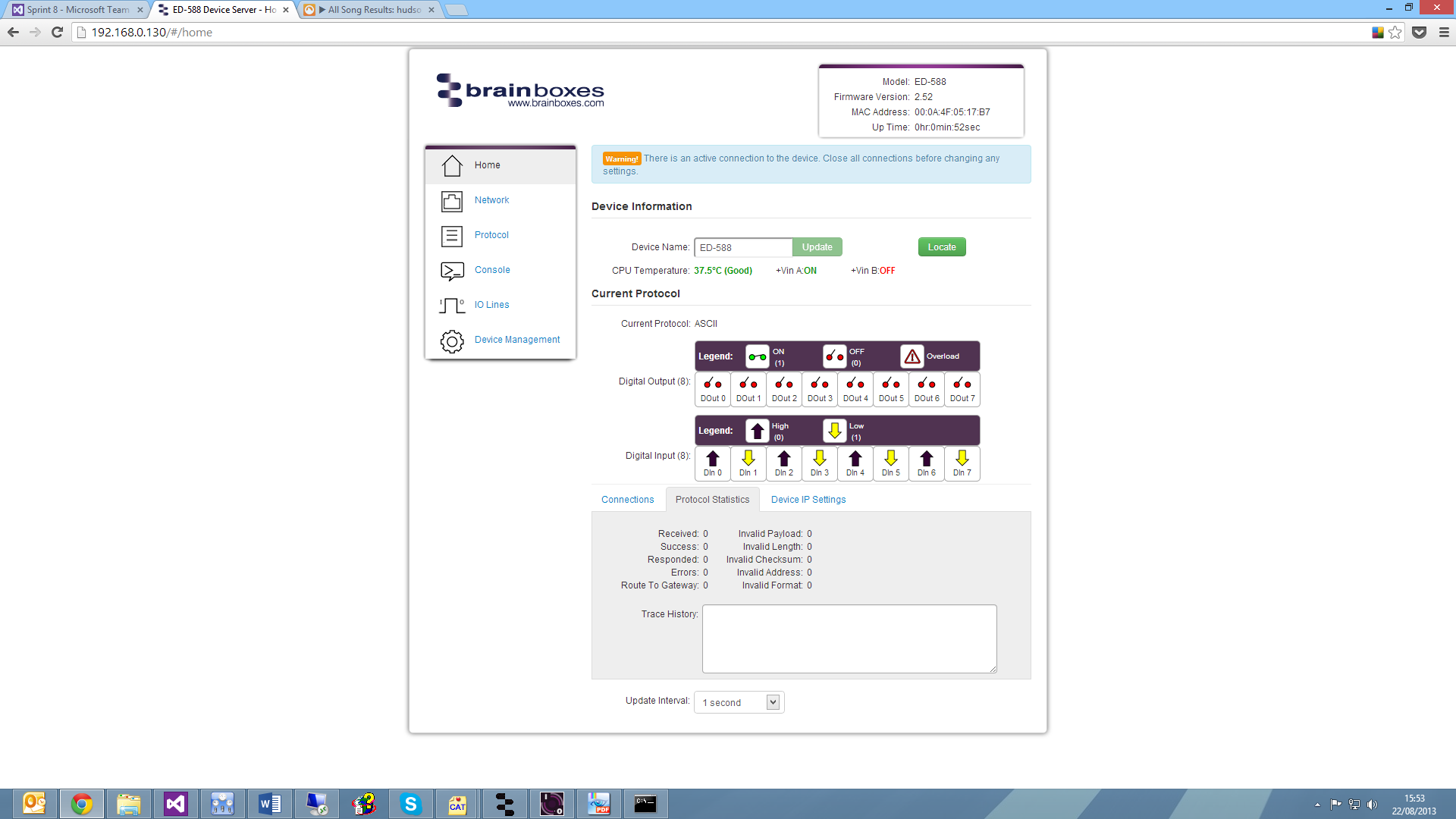 Active Connection Warning