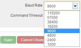 Baud Rate Dropdown