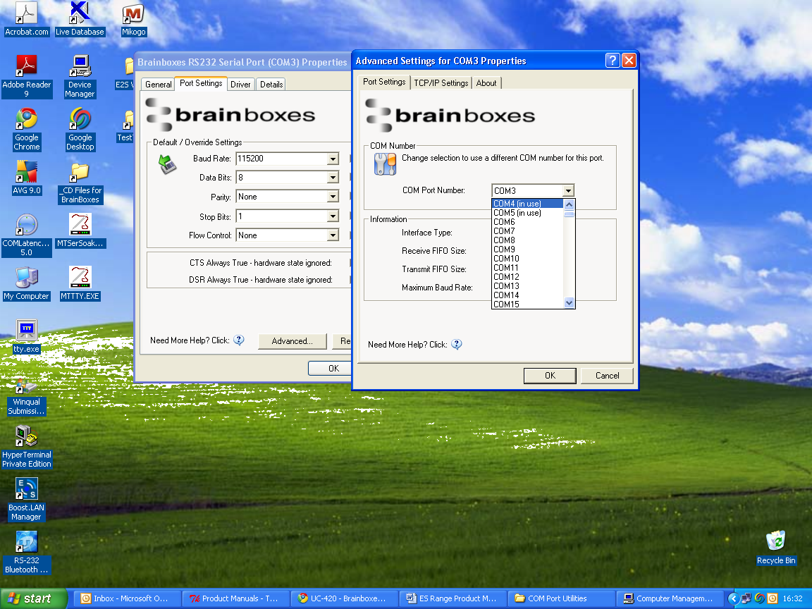 Boost.LAN Advanced COM Settings