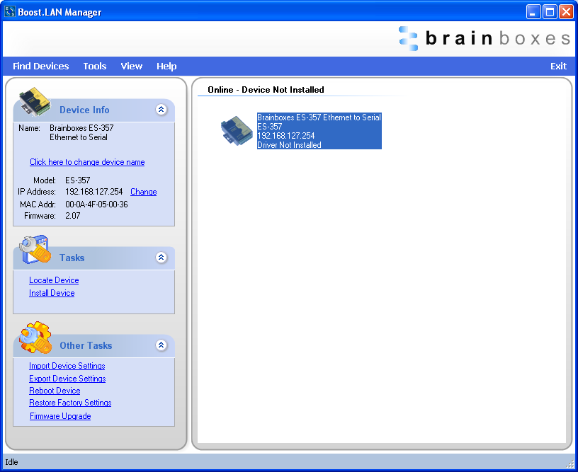 Boost.LAN Device Info Panel