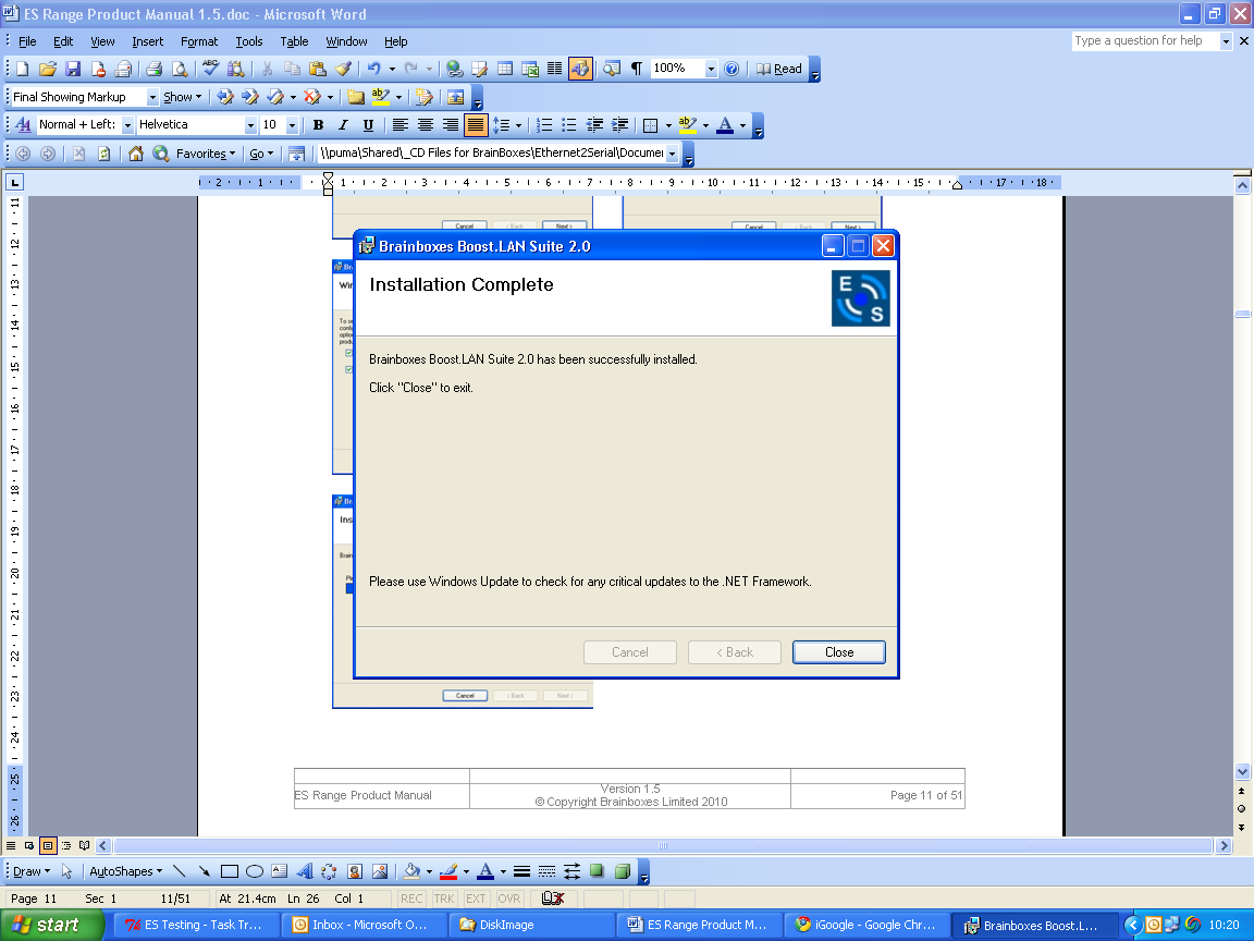 Boost.LAN Install Wizard Complete