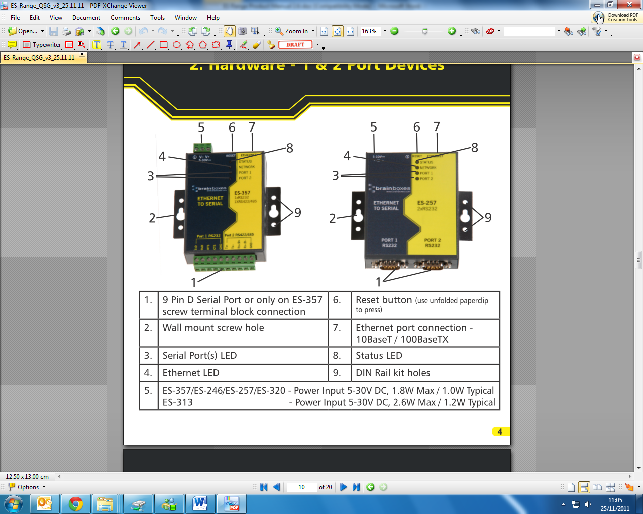 ES 1 and 2 Port Hardware Features