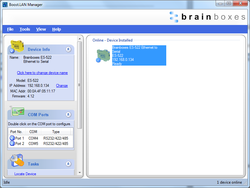Boost.LAN Manager Device Info Panel