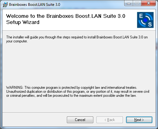 Boost.LAN Install Wizard Step 1