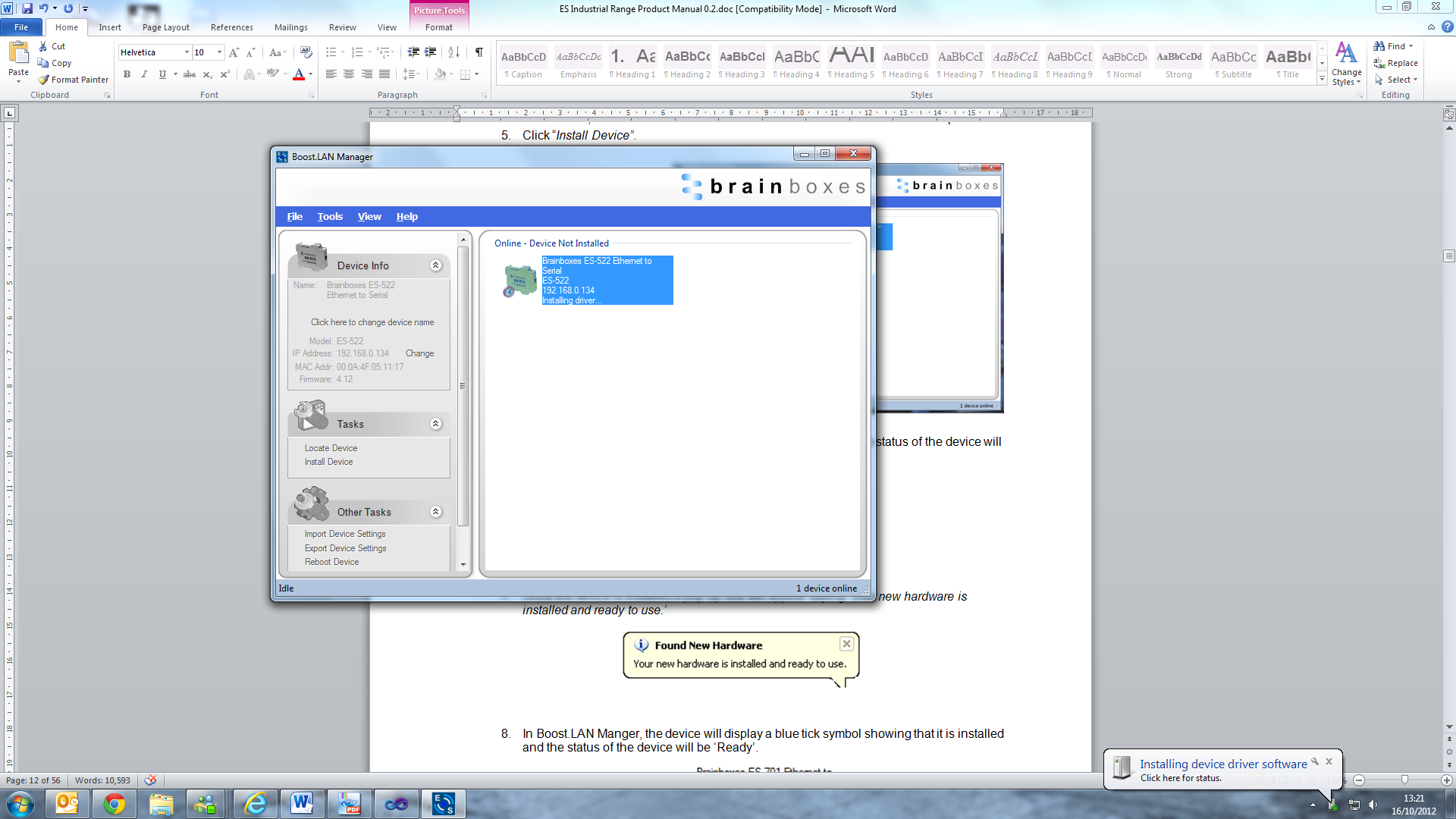 Boost.LAN Manager Installing Driver Status