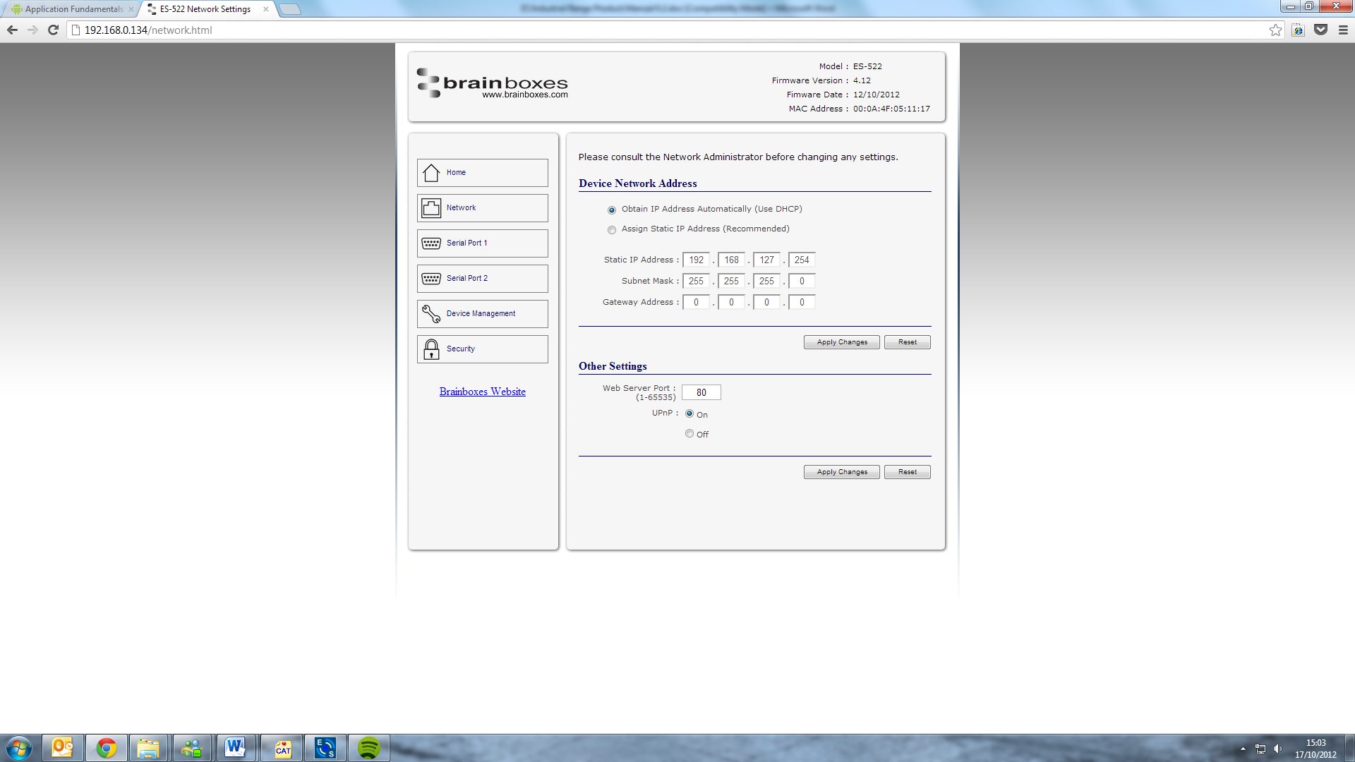 ES Industrial Web Network Page