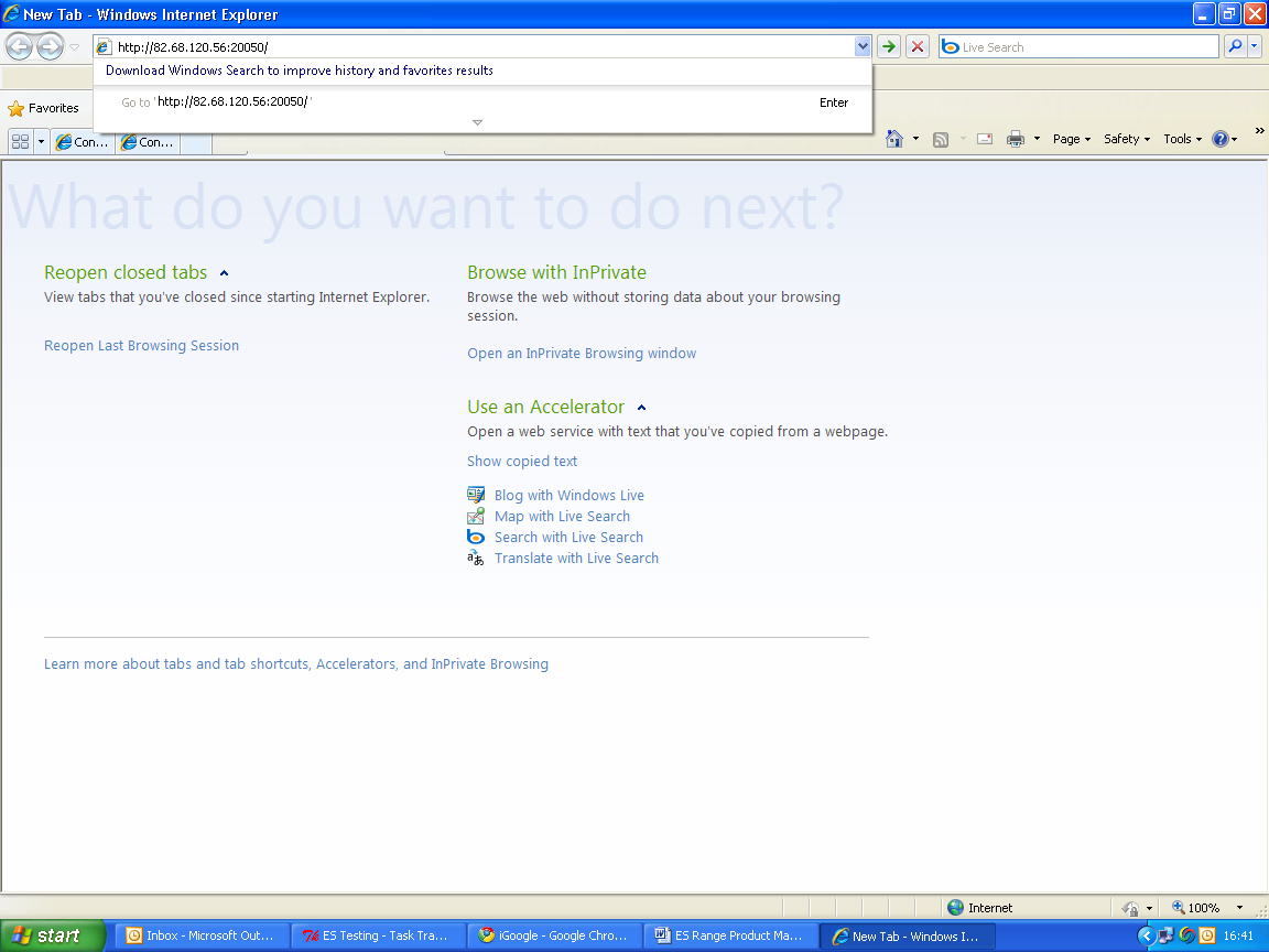 Web Browser Address Bar with Port Forwarding