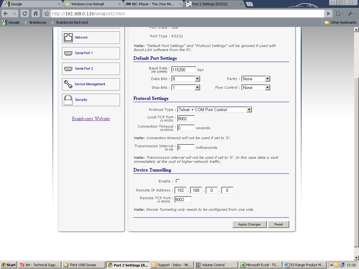 Web Transmission Interval Settings
