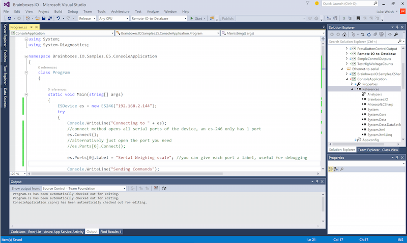 Brainboxes.IO C# API in visual studio for Ethernet to serial Brainboxes.IO C# API in visual studio for Ethernet to serial