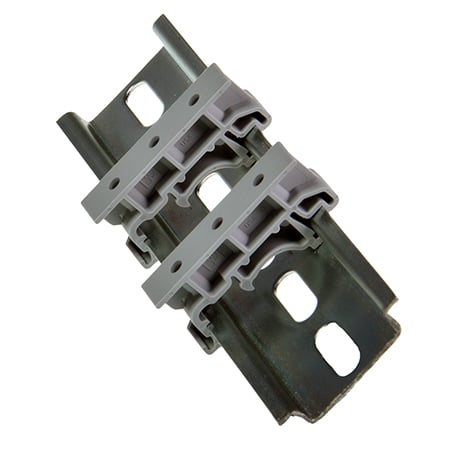 MK-048 DIN rail clips close-up rear view showing clip mechanism and mounting holes