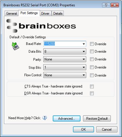 Port Settings Dialog