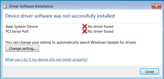 Windows 7 Driver Not Installed