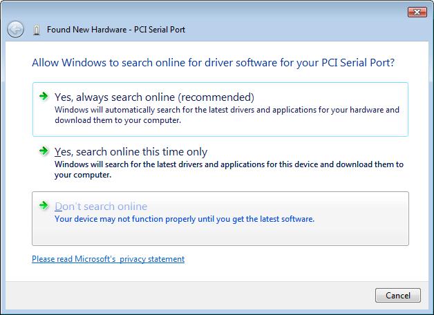 Windows Vista Search Online Option