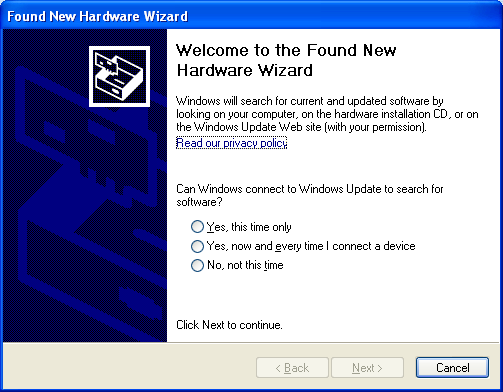 Windows XP Found New Hardware Wizard