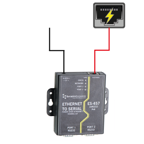 Here you can see both a PoE enabled network and a power supply connected to the ES-457