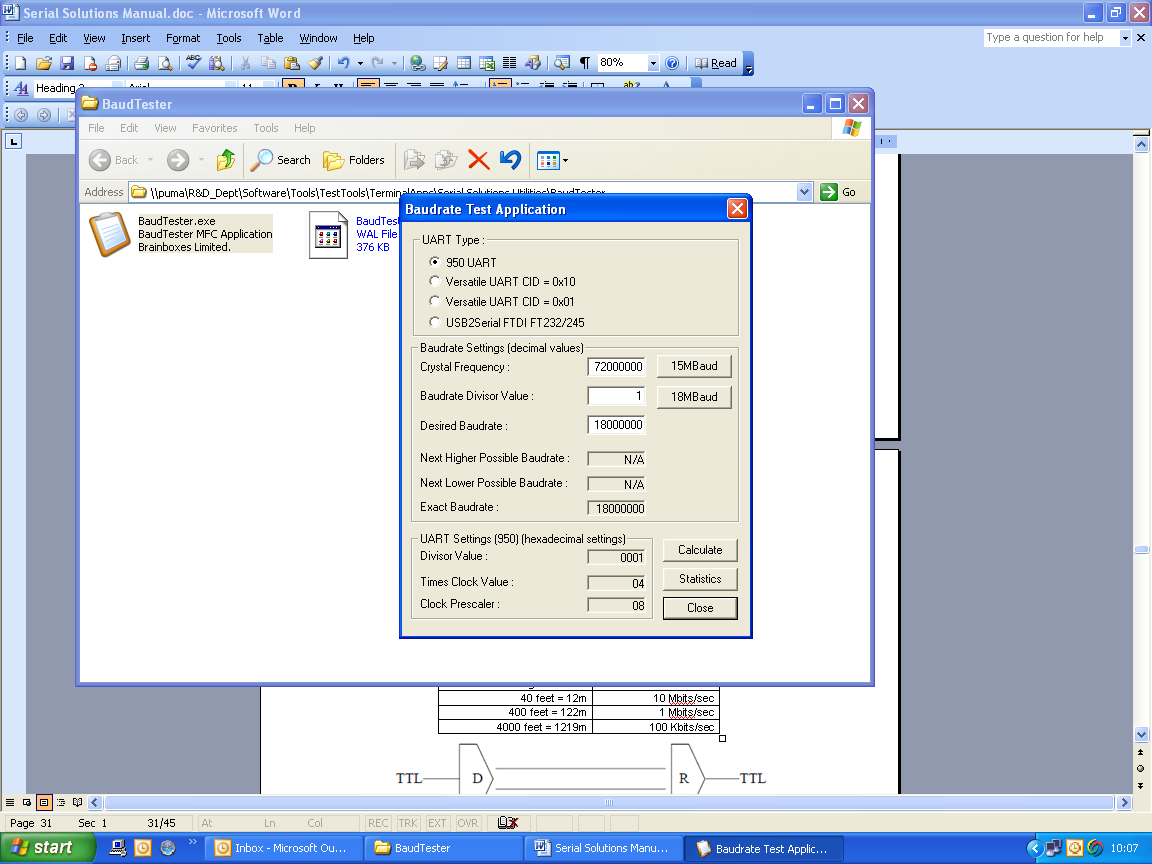 Baud Rate Test Application