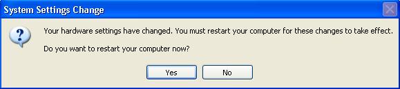 Restart Required Message