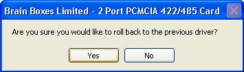 Driver Rollback Confirmation
