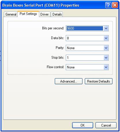Port Settings Dialog