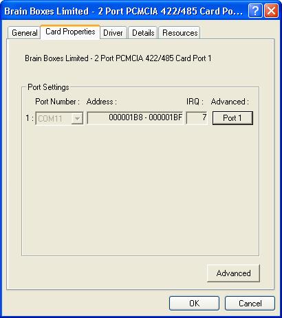 RS-422/485 Card Properties