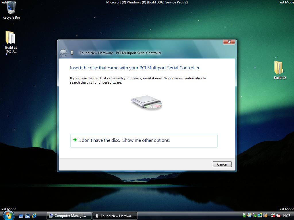 Windows Vista Insert Disc Dialog