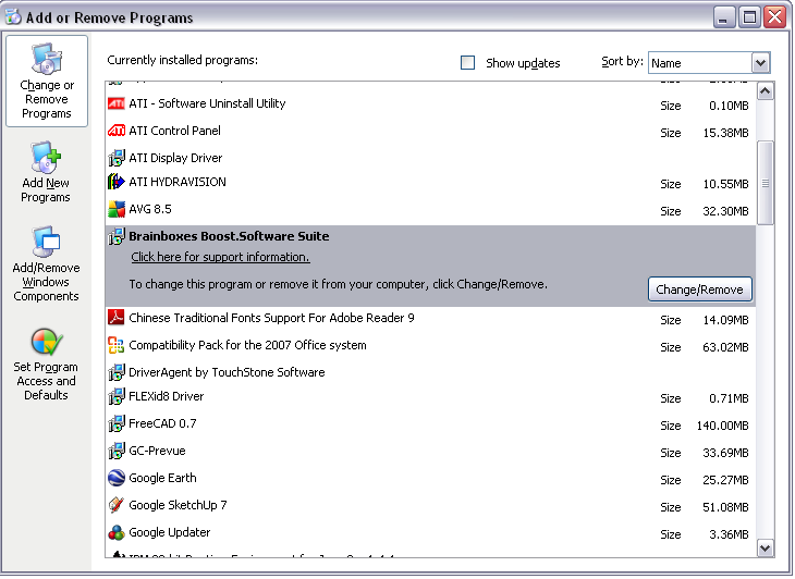 Windows XP Add Remove Programs