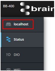 BB-400 web admin sidebar with localhost menu item highlighted