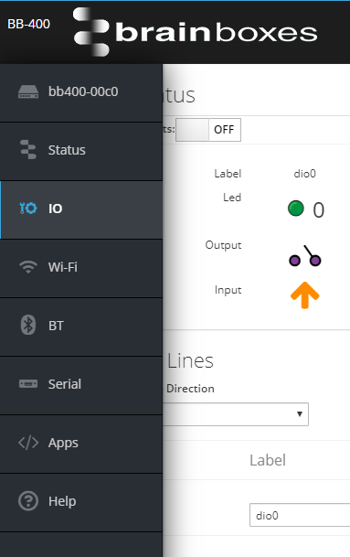 How do I control the IO lines through the Web Admin interface ...
